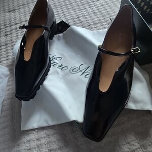 Marc Jacobs Glossy Black Loafers with Strap